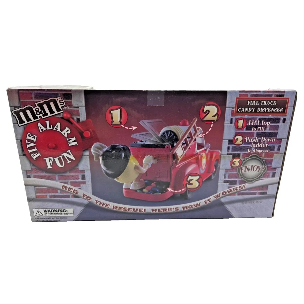 Vtg M&M's Reds Firehouse Fire Truck Candy Dispenser Limited Edition New In Box